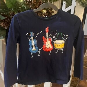 Mini Boden Navy Musical Instrument Long Sleeve Tee